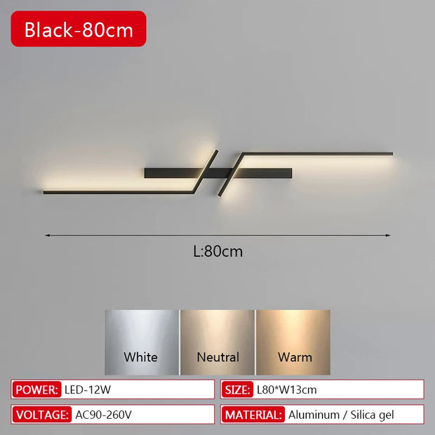 Modern LED Wall Lamp Minimalist Led 13W-18W Light Bedroom Bedside Long Strip Wall Sconces Living Room Home Indoor Lighting