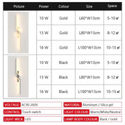 Modern LED Wall Lamp Minimalist Led 13W-18W Light Bedroom Bedside Long Strip Wall Sconces Living Room Home Indoor Lighting