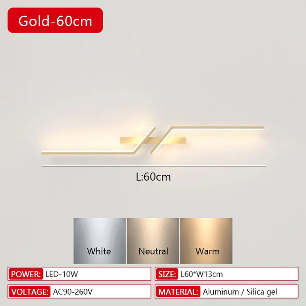 Modern LED Wall Lamp Minimalist Led 13W-18W Light Bedroom Bedside Long Strip Wall Sconces Living Room Home Indoor Lighting